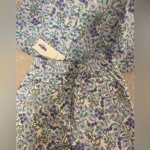 NWT Janie and Jack - The Perennial Sateen Pant and Floral Eyelet Trim Collar Top